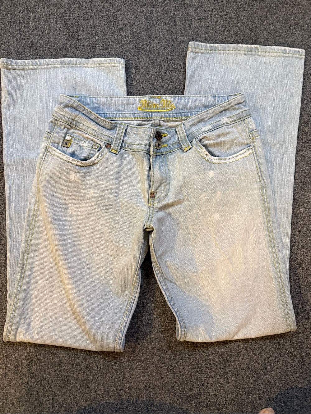 Miss Me Distressed Light Wash Jeweled Bootcut Size 28